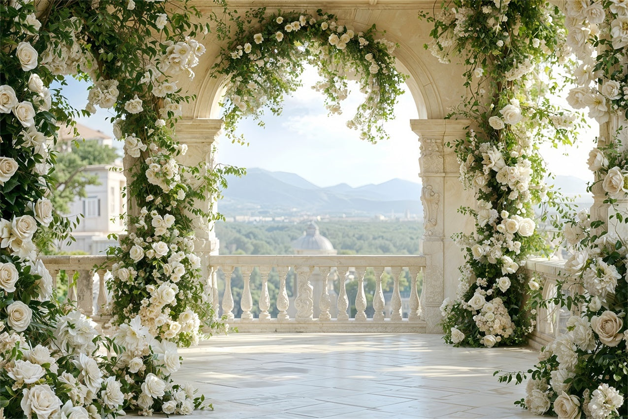 Fondali Di San Valentino Fondale Floreale Per Esterni Con Balcone Ad Arco BRP12-265