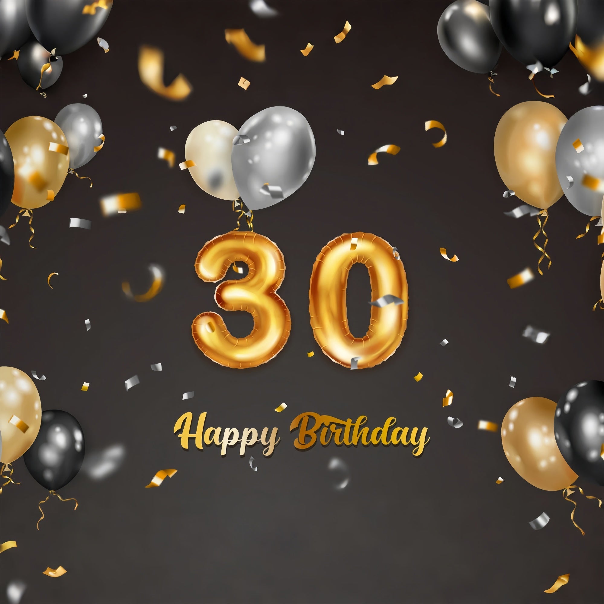 Sfondo Fotografico Per Il 30 Compleanno Sfondo Classico Con Palloncini In Oro Nero BRP12-268
