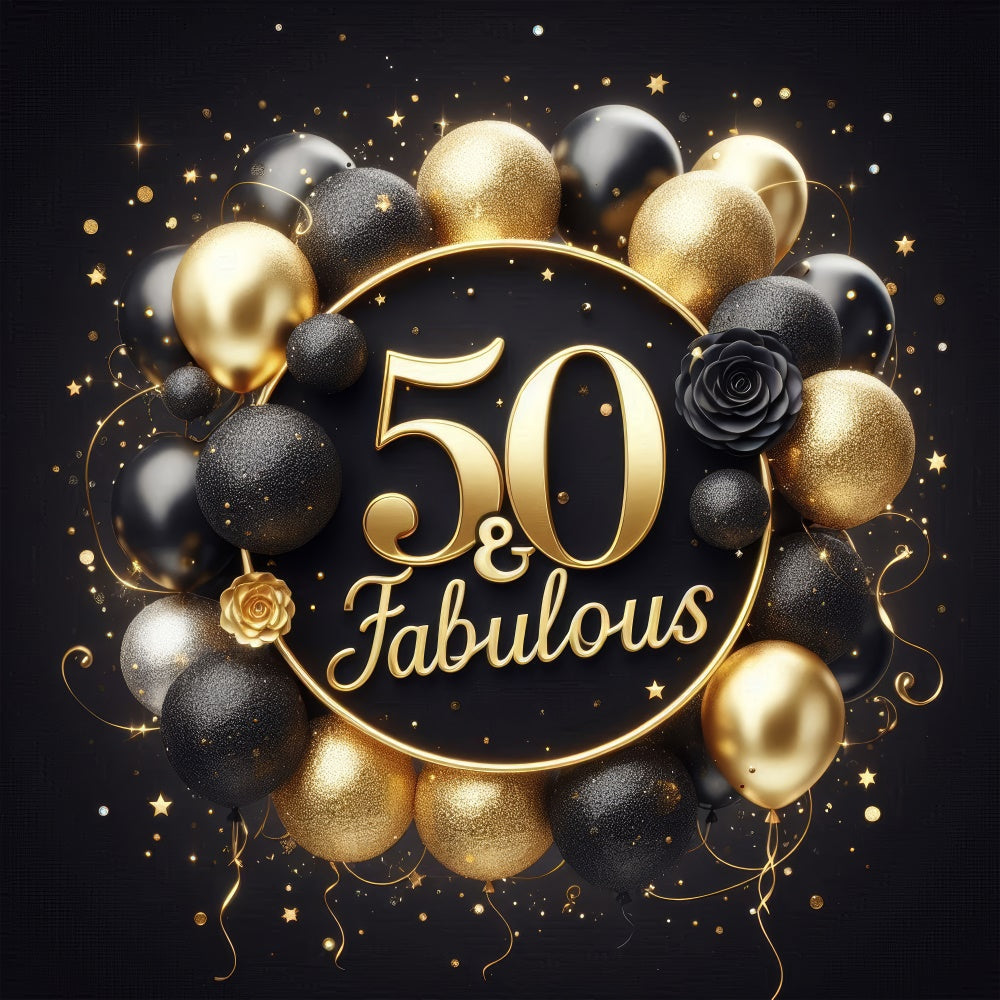 Sfondo Per Il 50 Compleanno Sfondo Con Palloncini Rosa Dorati BRP12-270