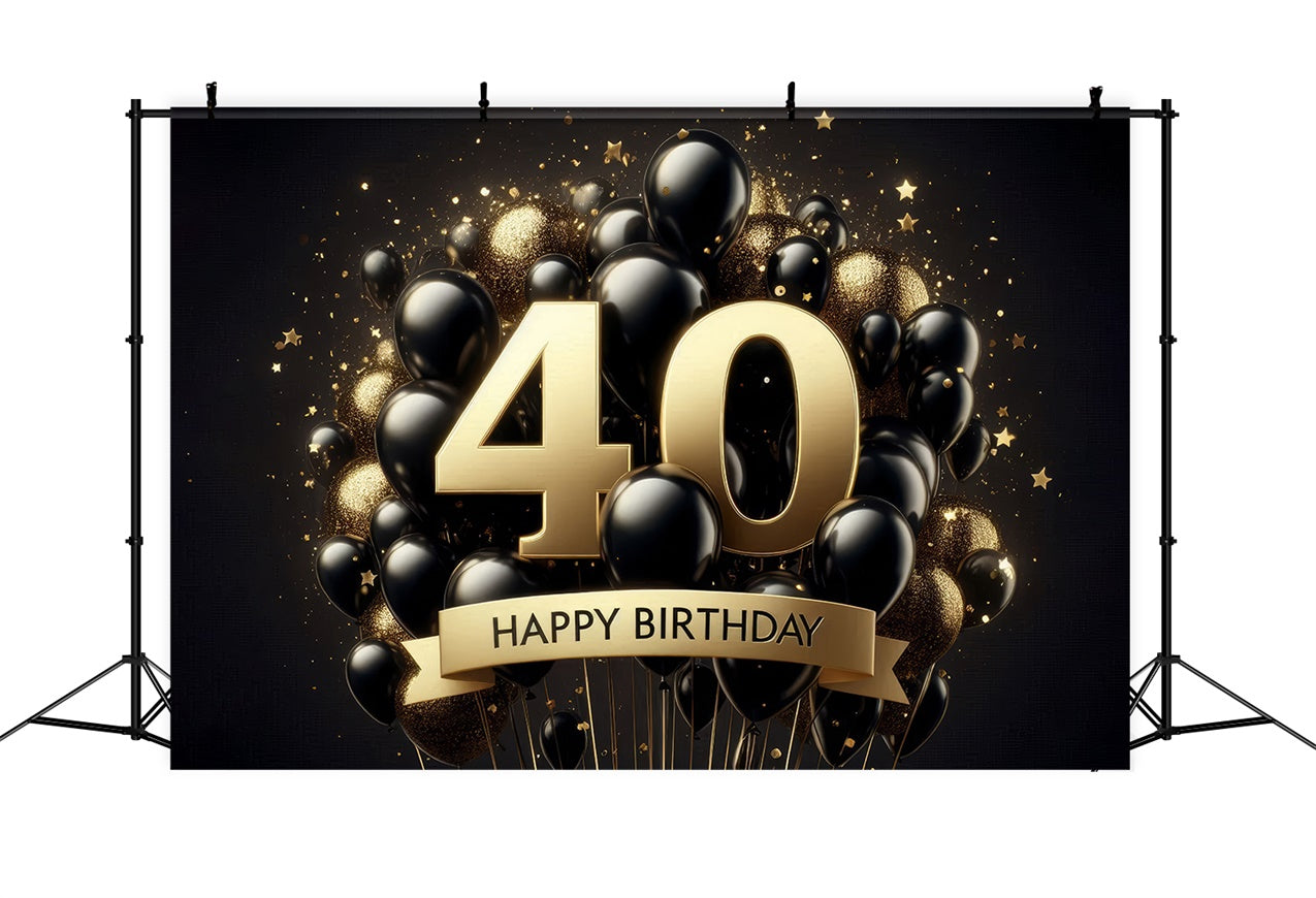 Sfondo Per Il 40 Compleanno Elegante Sfondo Stellato In Oro Nero BRP12-272