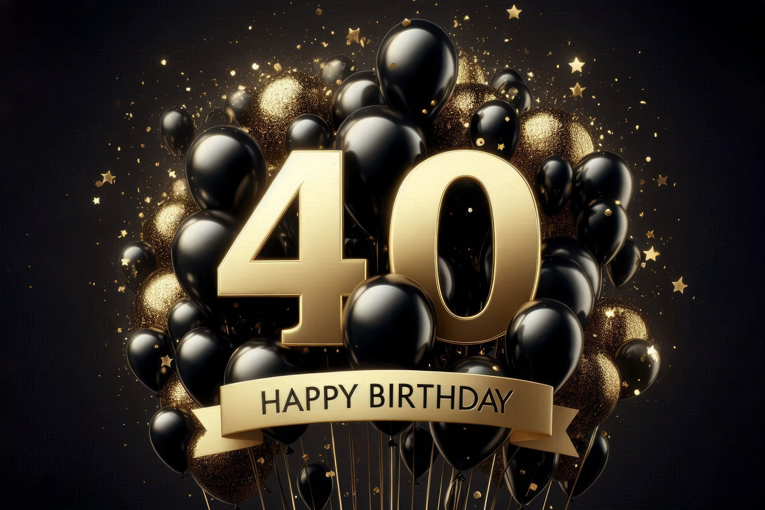 Sfondo Per Il 40 Compleanno Elegante Sfondo Stellato In Oro Nero BRP12-272