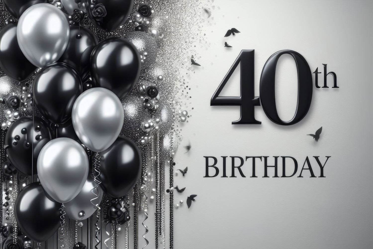 Sfondo Fotografico Per Compleanno Elegante Sfondo Nero Argento Per Il 40 BRP12-273