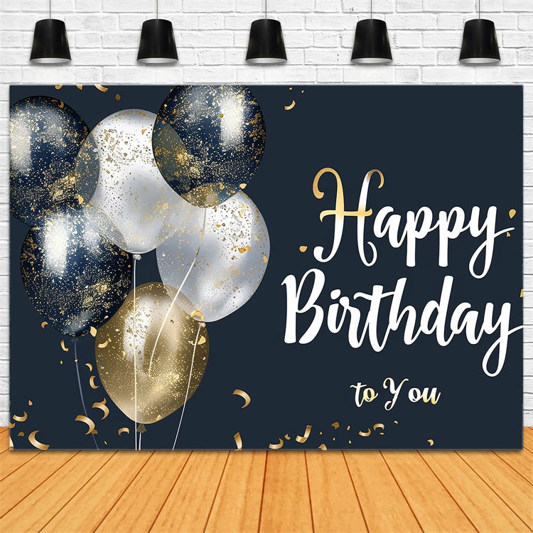 Fondali Di Compleanno Personalizzati Elegante Sfondo Di Coriandoli In Oro Nero BRP12-274