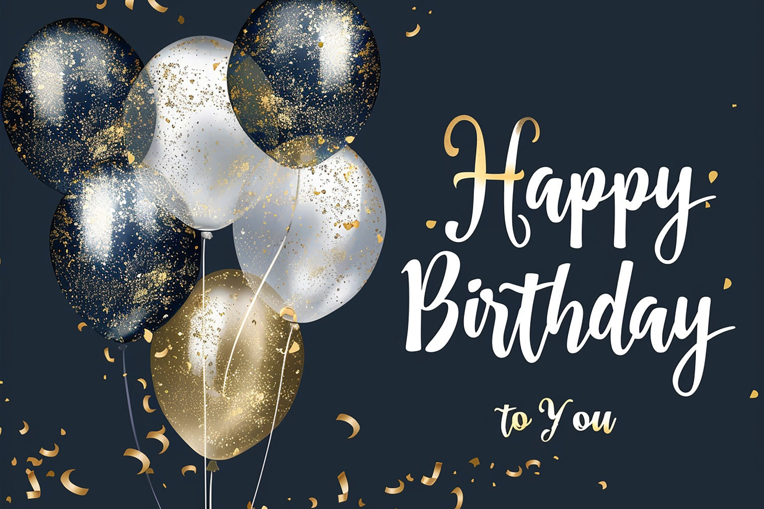 Fondali Di Compleanno Personalizzati Elegante Sfondo Di Coriandoli In Oro Nero BRP12-274