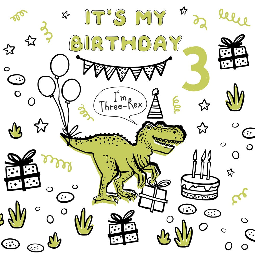 Sfondo Personalizzato Per Il Compleanno Jurassic Dinosaur Three-Rex Sfondo BRP12-295