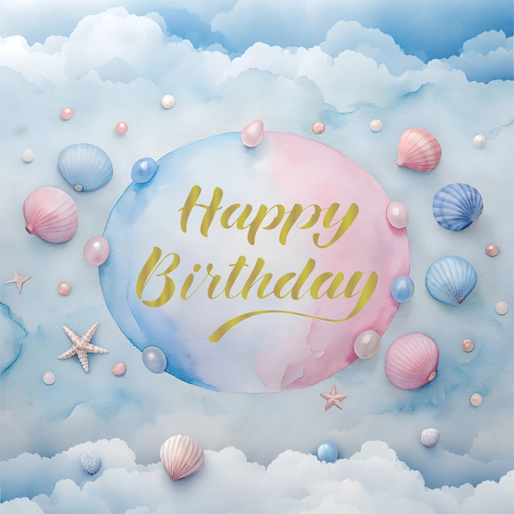 Sfondo Personalizzato Per Festa Di Compleanno Sfondo Pastello Con Conchiglia BRP12-305