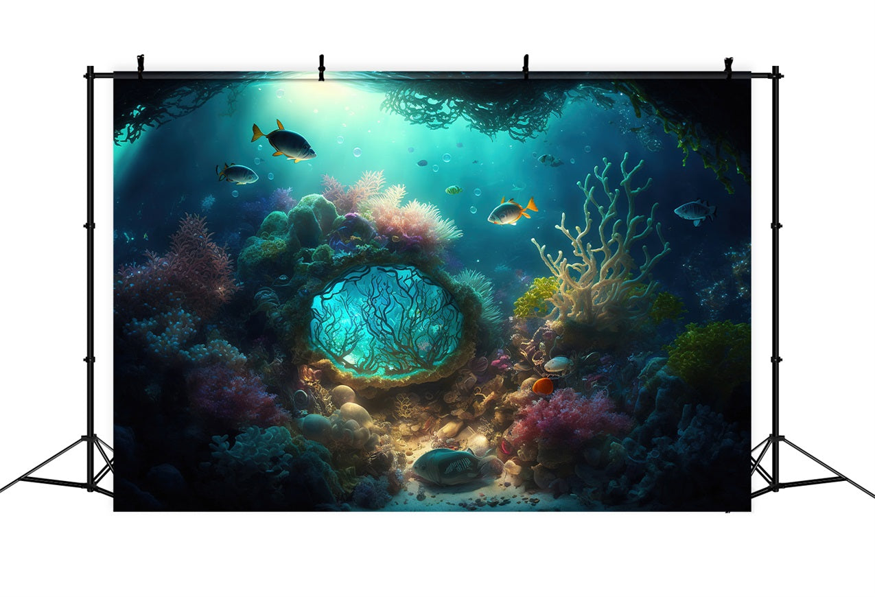 Fondali A Sirena Sfondo Colorato Di Piante Acquatiche Di Corallo BRP12-46