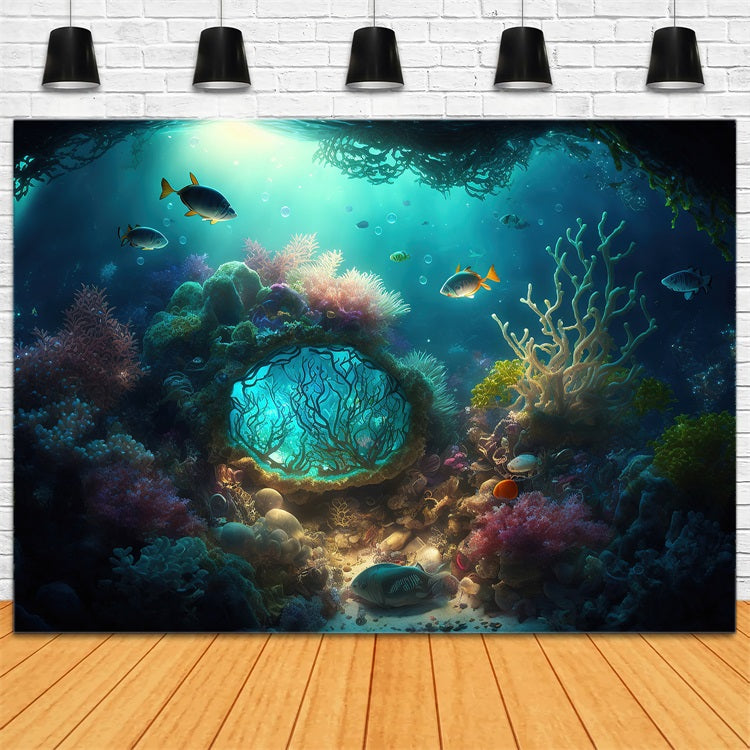 Fondali A Sirena Sfondo Colorato Di Piante Acquatiche Di Corallo BRP12-46