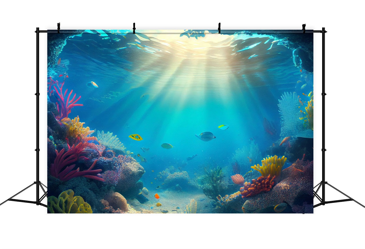 Sfondo Fotografico Sirena Sfondo Barriera Corallina Illuminata Dal Sole BRP12-47