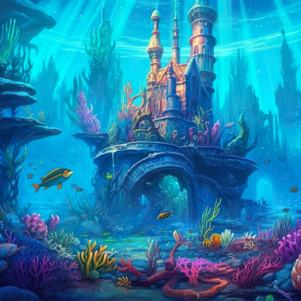 Sfondo Tema Sirena Maestoso Palazzo Oceanico Sfondo BRP12-54