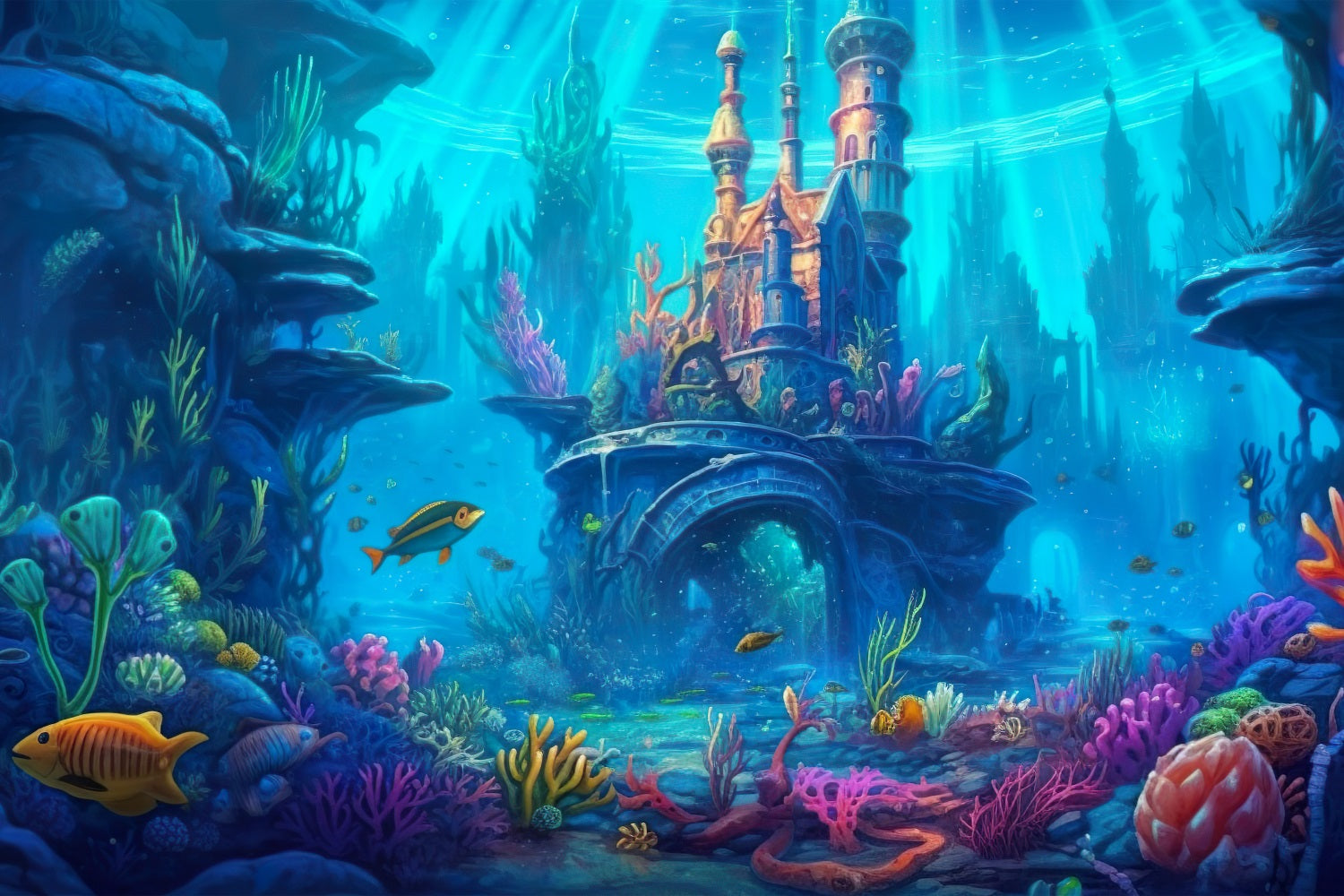 Sfondo Tema Sirena Maestoso Palazzo Oceanico Sfondo BRP12-54