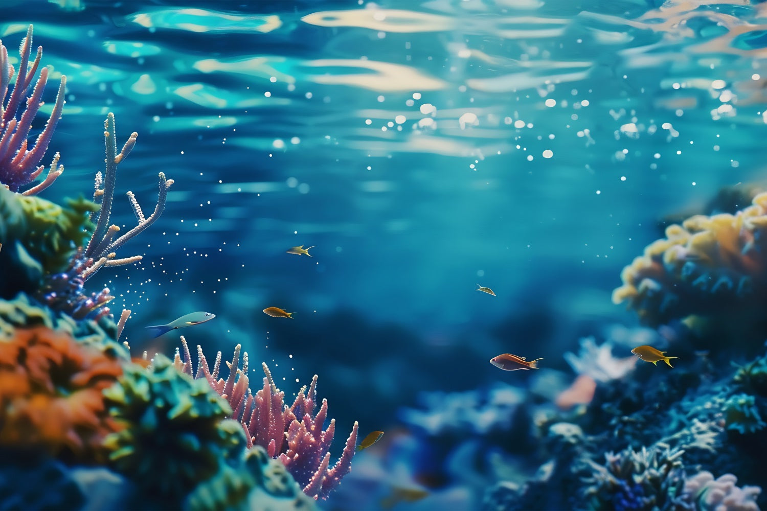 Sfondo A Tema Sirena Sfondo Vibrante Della Barriera Corallina Subacquea BRP12-69