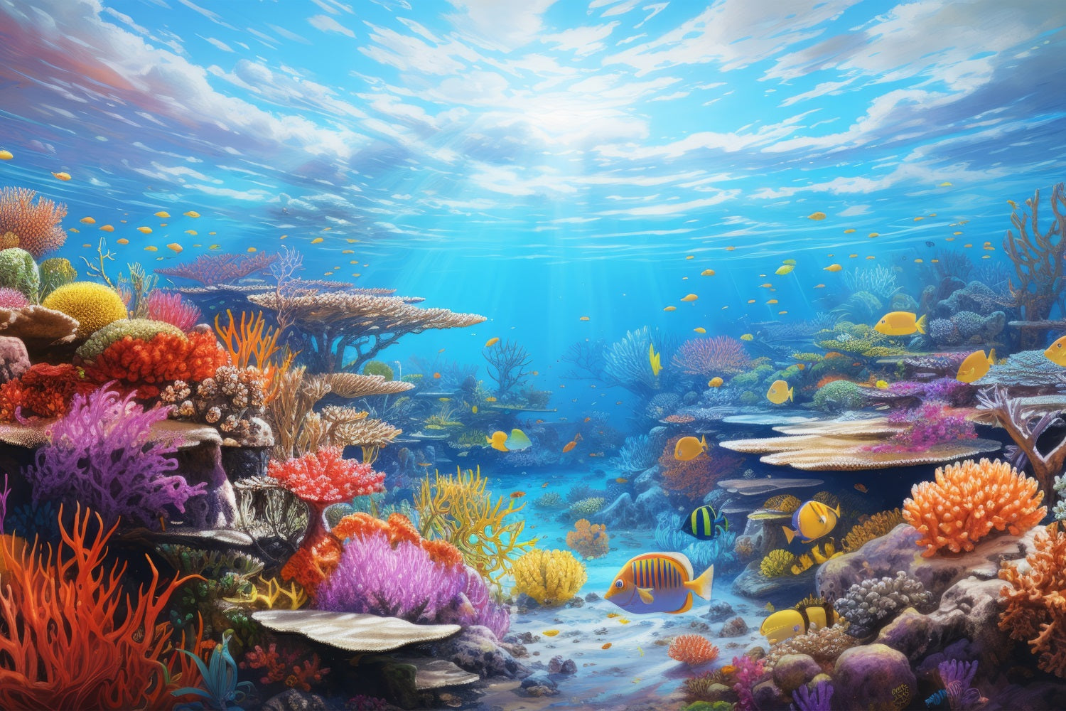 Sfondo Sirena Sfondo Colorato Corallo Pesci Tropicali BRP12-70