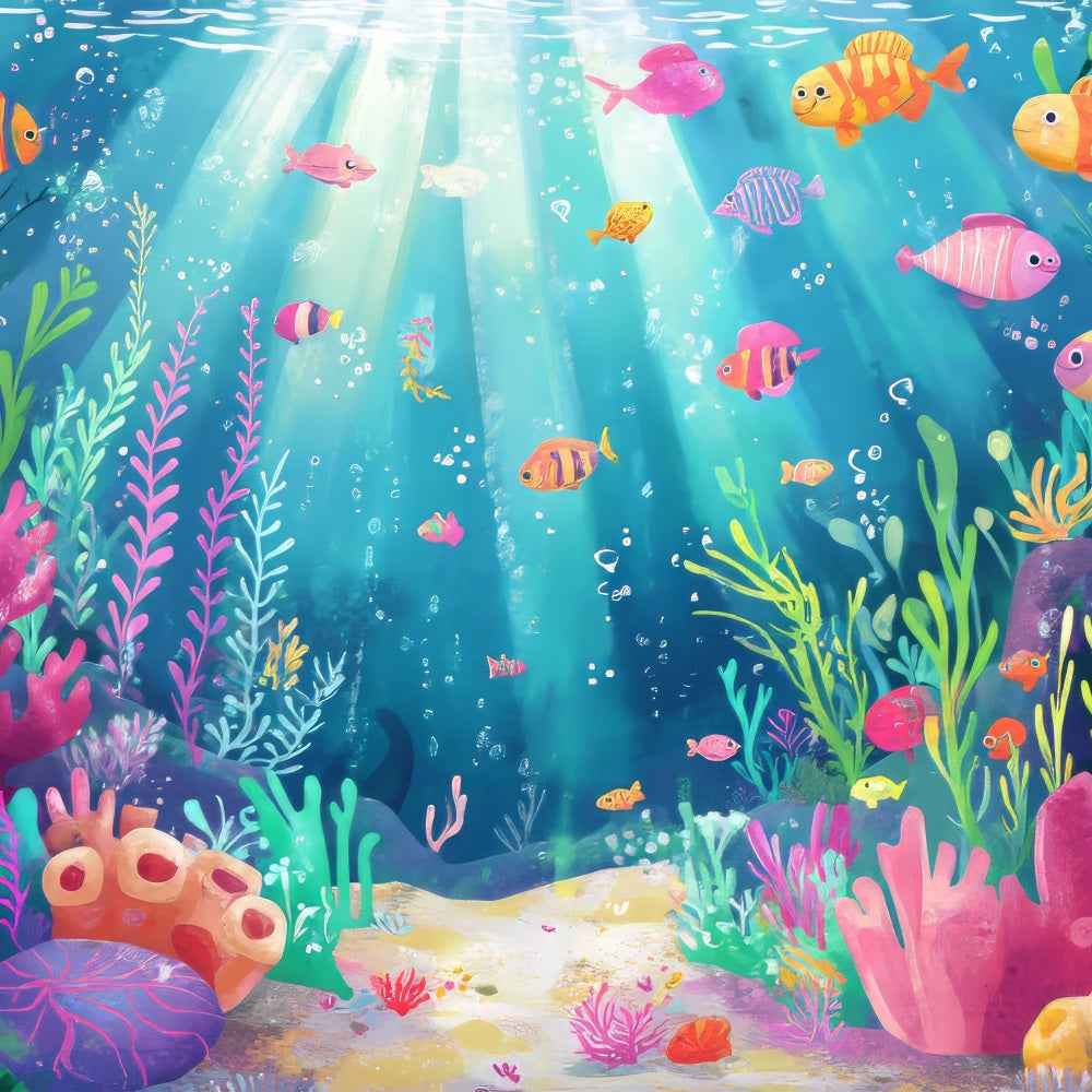 Fondali Della Sirenetta Sfondo Di Piante Acquatiche Con Pesci Colorati BRP12-71