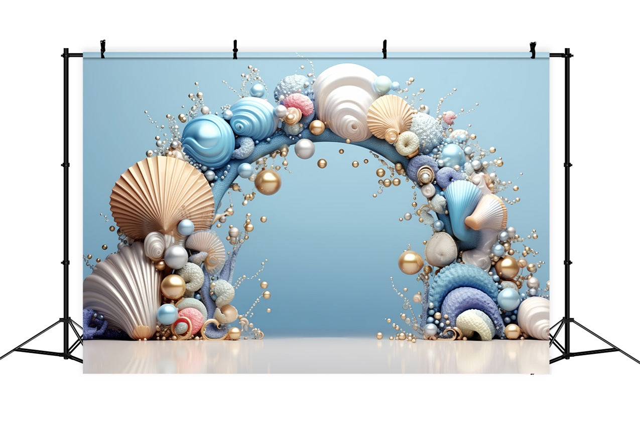Sfondo Di Compleanno A Sirena Elegante Sfondo Per Decorazioni Ad Arco Con Conchiglia BRP12-77