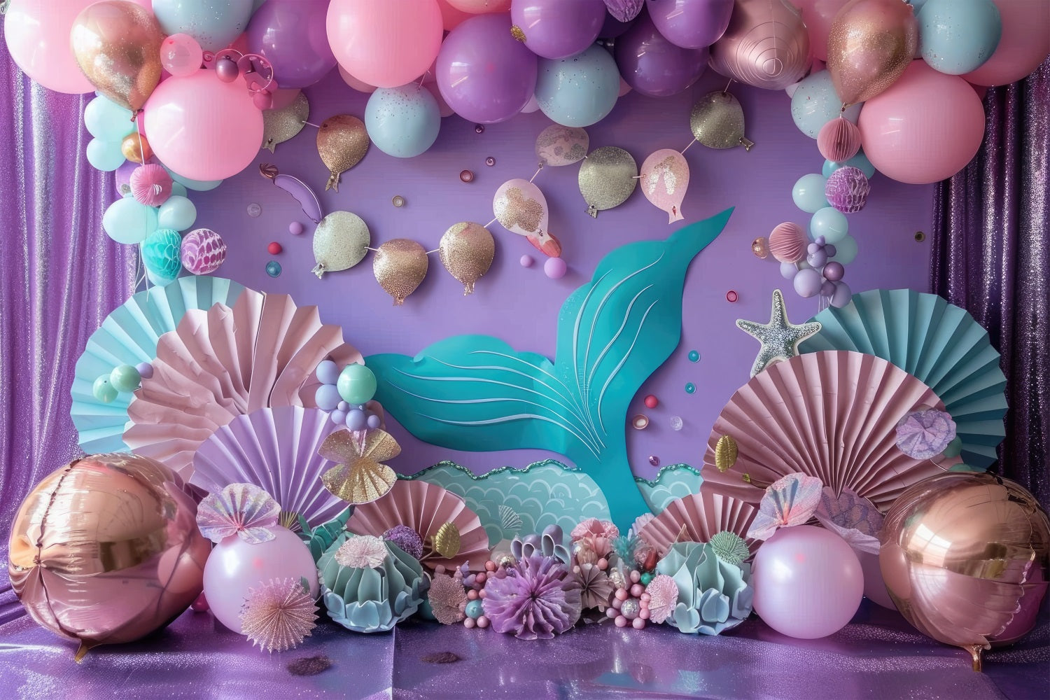 Sfondo Per Festa Di Compleanno A Sirena Sfondo Per Palloncini Per Feste Oceaniche BRP12-80
