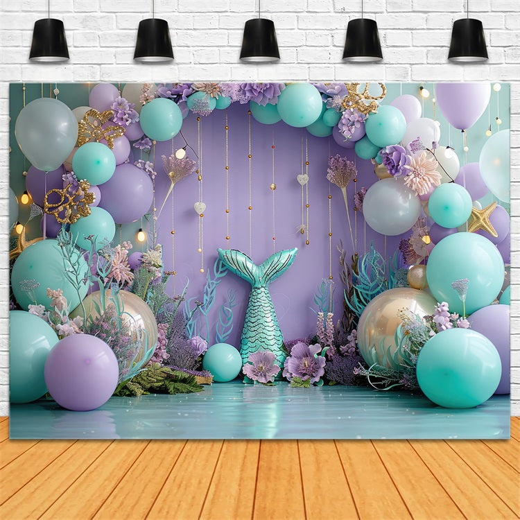 Sfondo A Tema Sirena Sfondo Per Palloncini Per Feste Sull'Oceano BRP12-82
