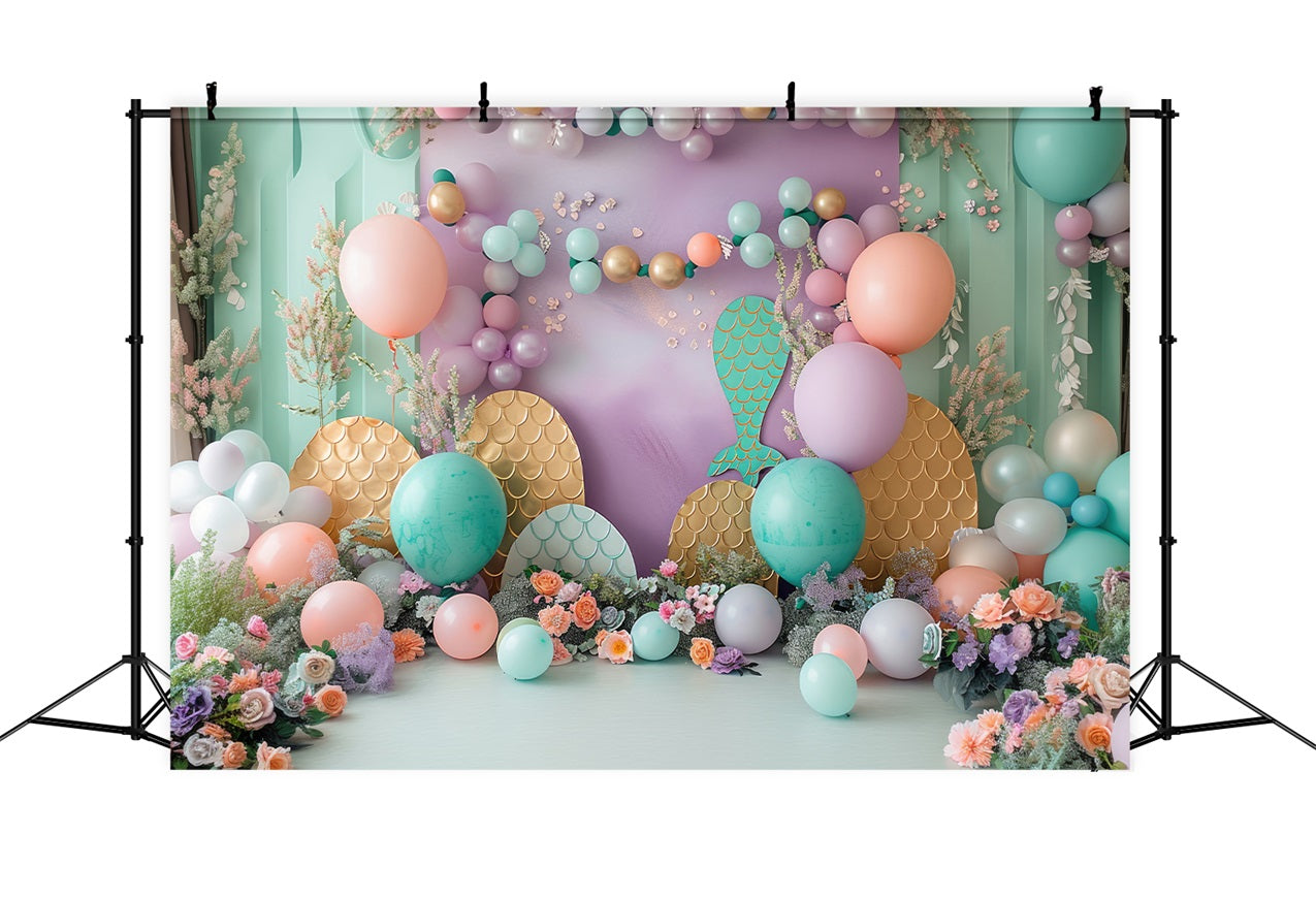 Fondali Per Feste A Sirena Fondale Per Fiori Con Palloncini Fantasia Oceanica BRP12-83