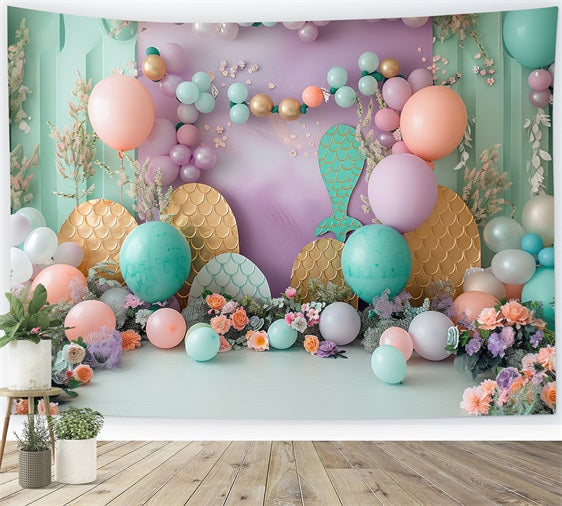 Fondali Per Feste A Sirena Fondale Per Fiori Con Palloncini Fantasia Oceanica BRP12-83
