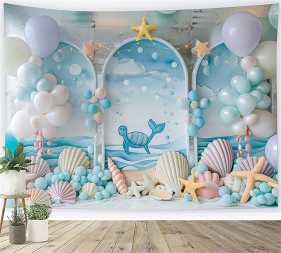 Sfondo Per Feste A Forma Di Sirena Creatura Marina Palloncino Sfondo Per Decorazioni Ad Arco BRP12-87