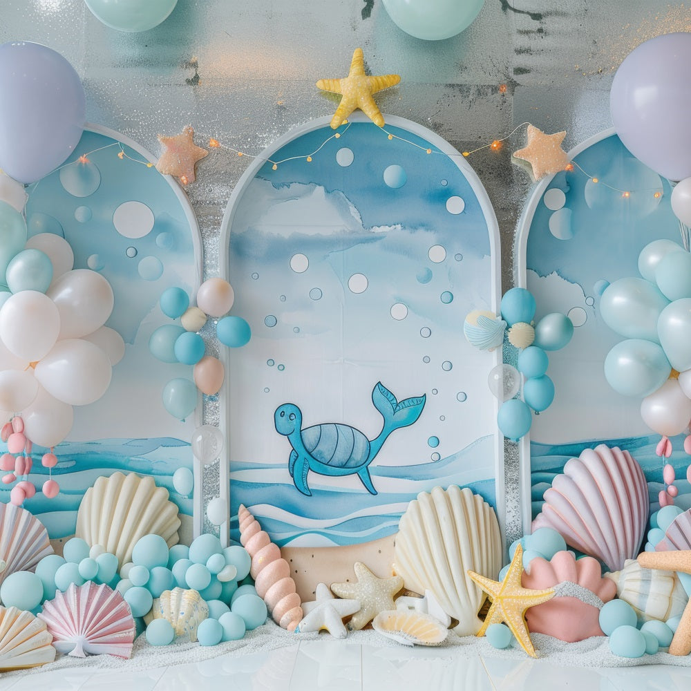 Sfondo Per Feste A Forma Di Sirena Creatura Marina Palloncino Sfondo Per Decorazioni Ad Arco BRP12-87