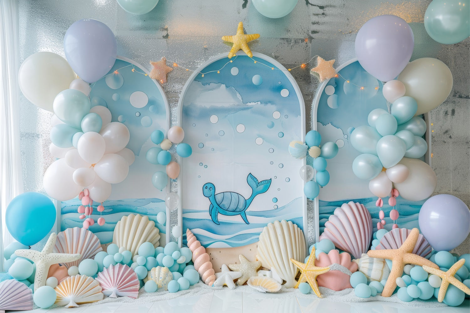 Sfondo Per Feste A Forma Di Sirena Creatura Marina Palloncino Sfondo Per Decorazioni Ad Arco BRP12-87