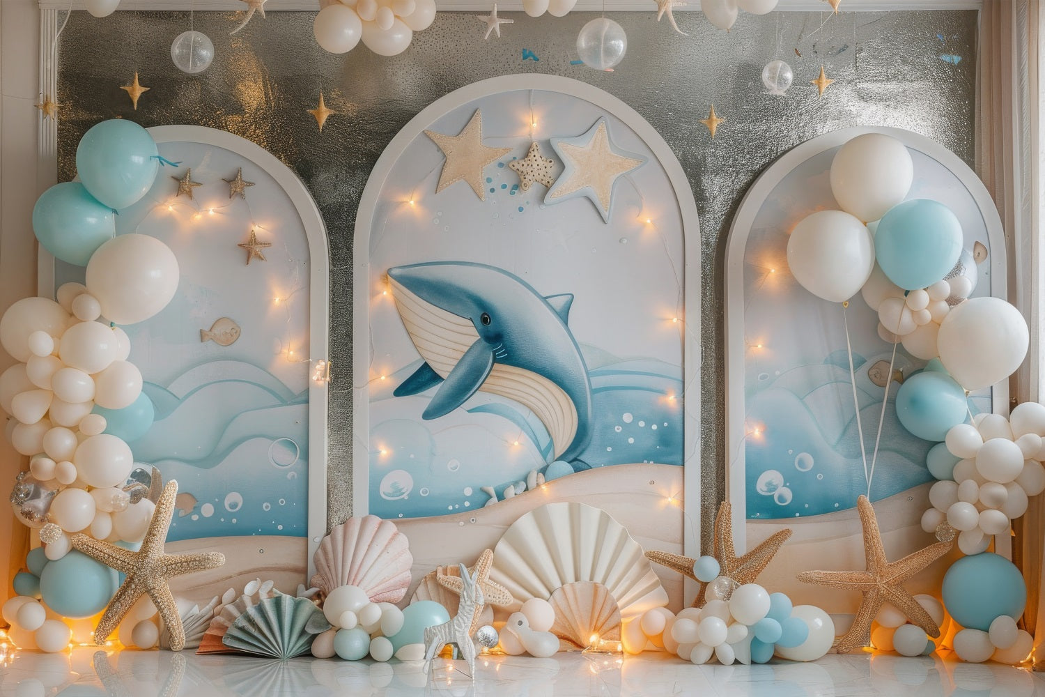 Fondali Per Feste A Sirena Fondale Per Palloncini Fantasia Balena Oceanica BRP12-88