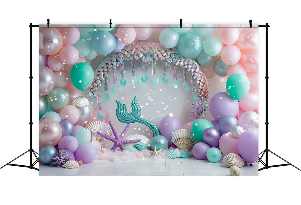 Sfondo Tema Sirena Fantasia Subacquea Sfondo Palloncino Rosa BRP12-89