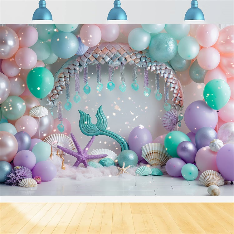 Sfondo Tema Sirena Fantasia Subacquea Sfondo Palloncino Rosa BRP12-89