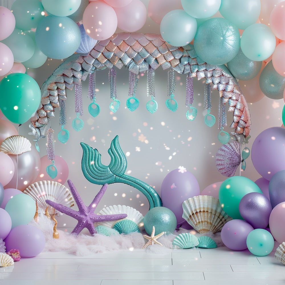 Sfondo Tema Sirena Fantasia Subacquea Sfondo Palloncino Rosa BRP12-89