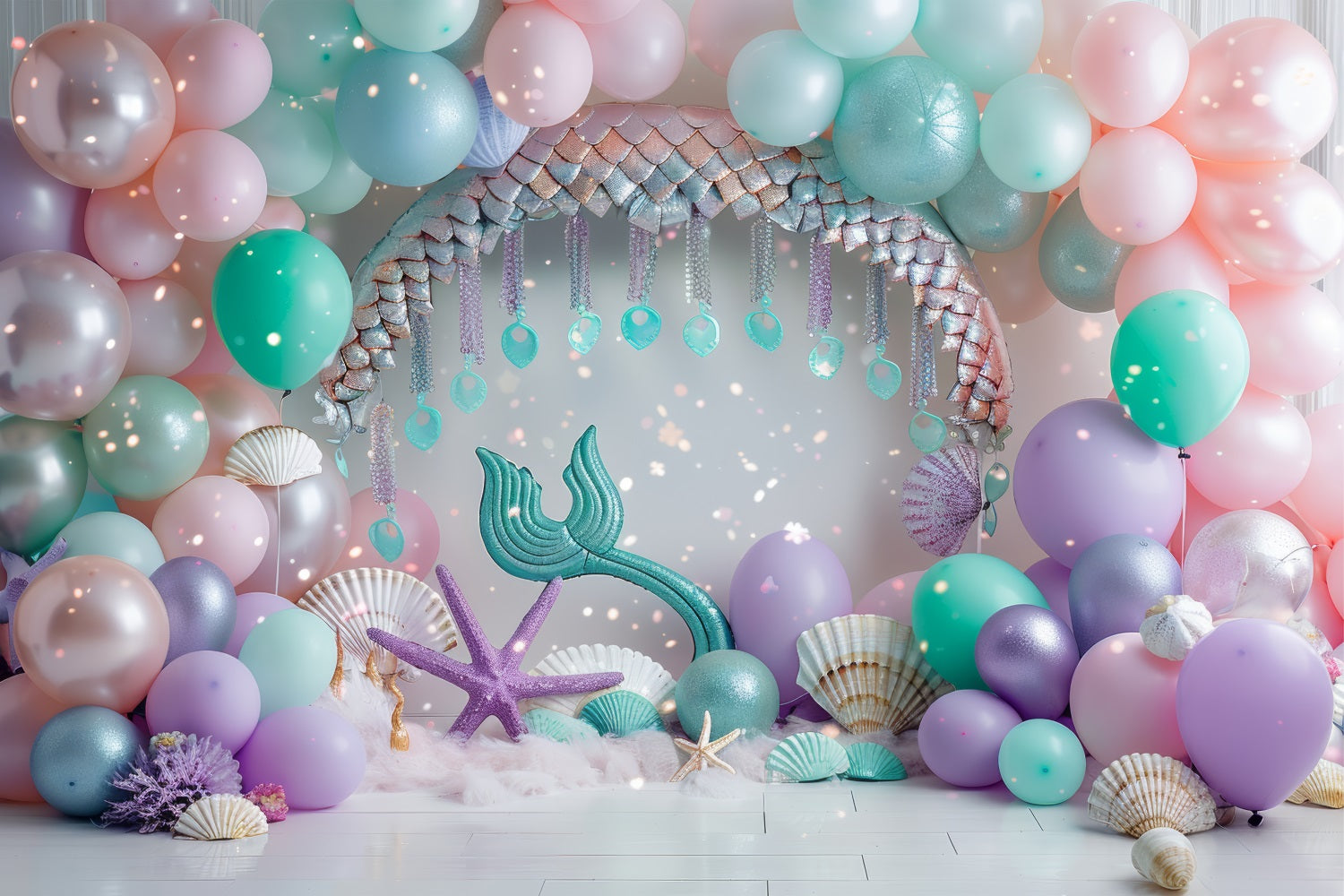 Sfondo Tema Sirena Fantasia Subacquea Sfondo Palloncino Rosa BRP12-89