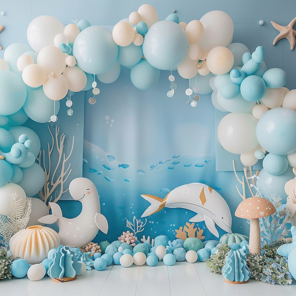 Sfondo Sirena Creatura Del Mare Sfondo Con Arco Di Palloncini Blu BRP12-92