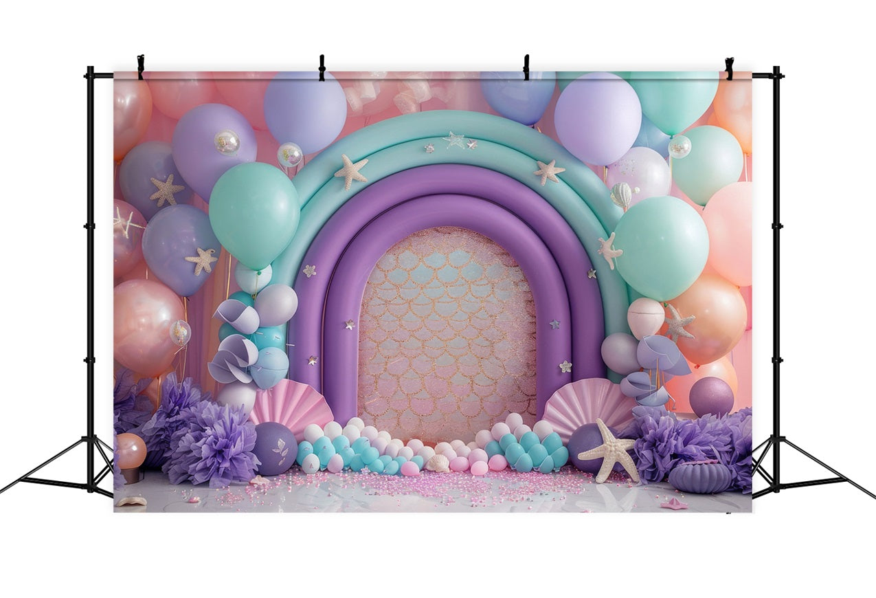 Sfondo Fotografico Sirena Sfondo Magico Arco Di Palloncini Viola BRP12-93