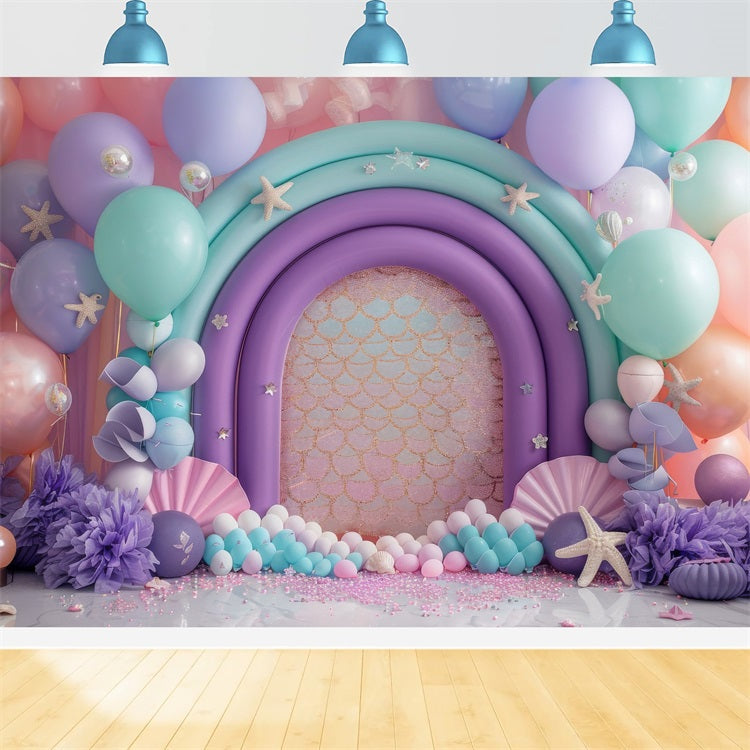 Sfondo Fotografico Sirena Sfondo Magico Arco Di Palloncini Viola BRP12-93