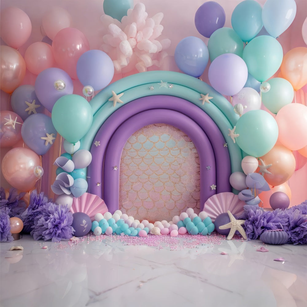 Sfondo Fotografico Sirena Sfondo Magico Arco Di Palloncini Viola BRP12-93