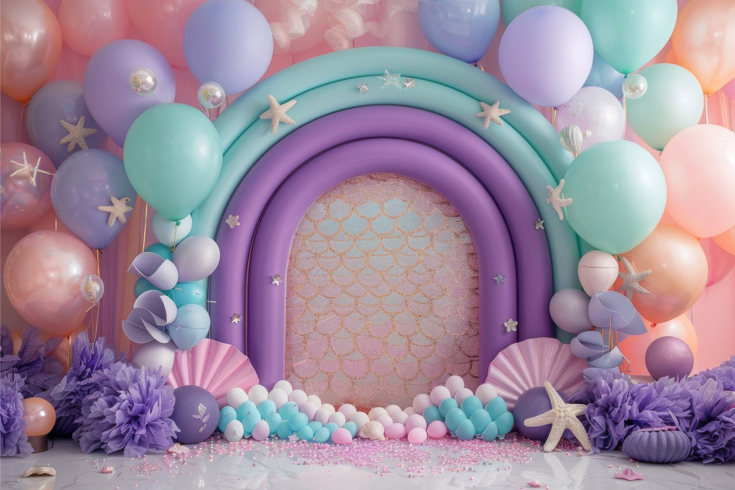 Sfondo Fotografico Sirena Sfondo Magico Arco Di Palloncini Viola BRP12-93