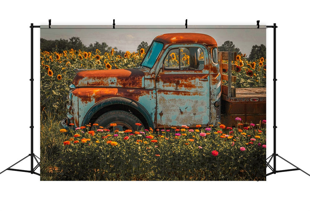 Sfondo Del Camion Della Fattoria Dei Girasoli Autunnali BRP7-115