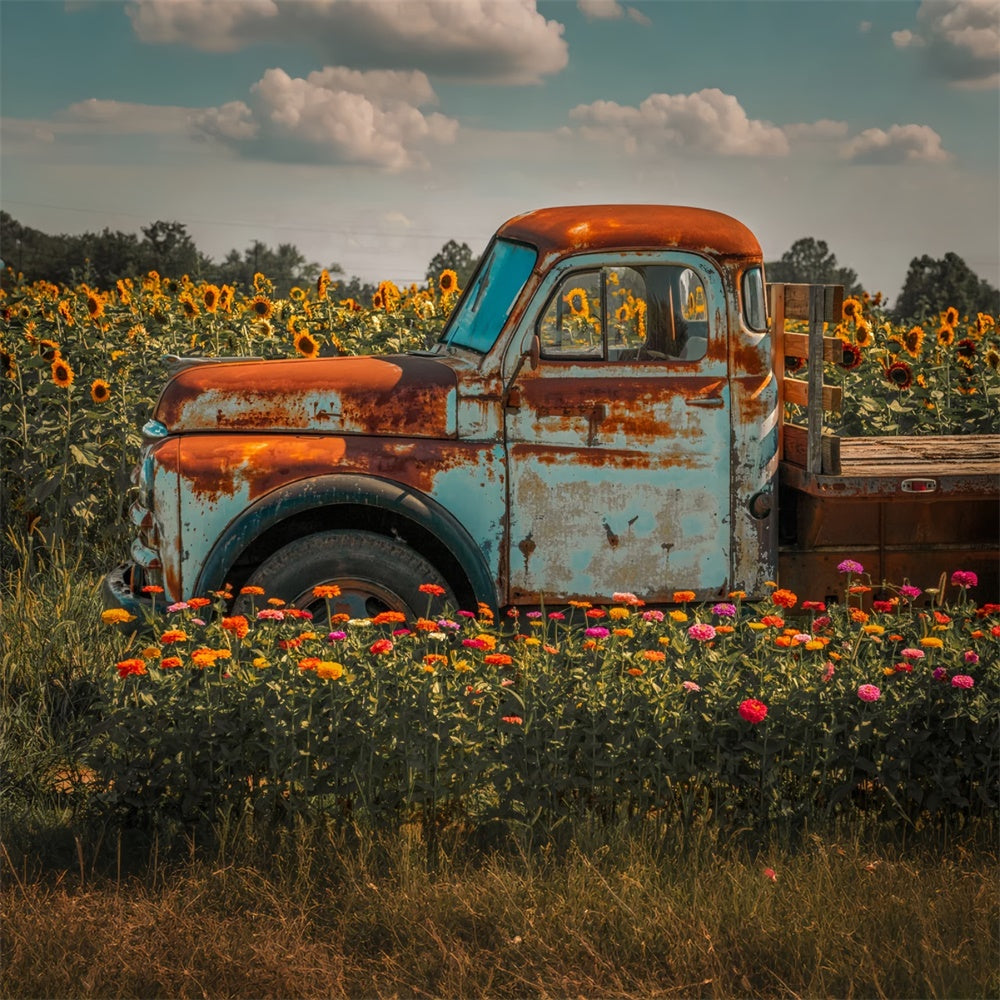 Sfondo Del Camion Della Fattoria Dei Girasoli Autunnali BRP7-115