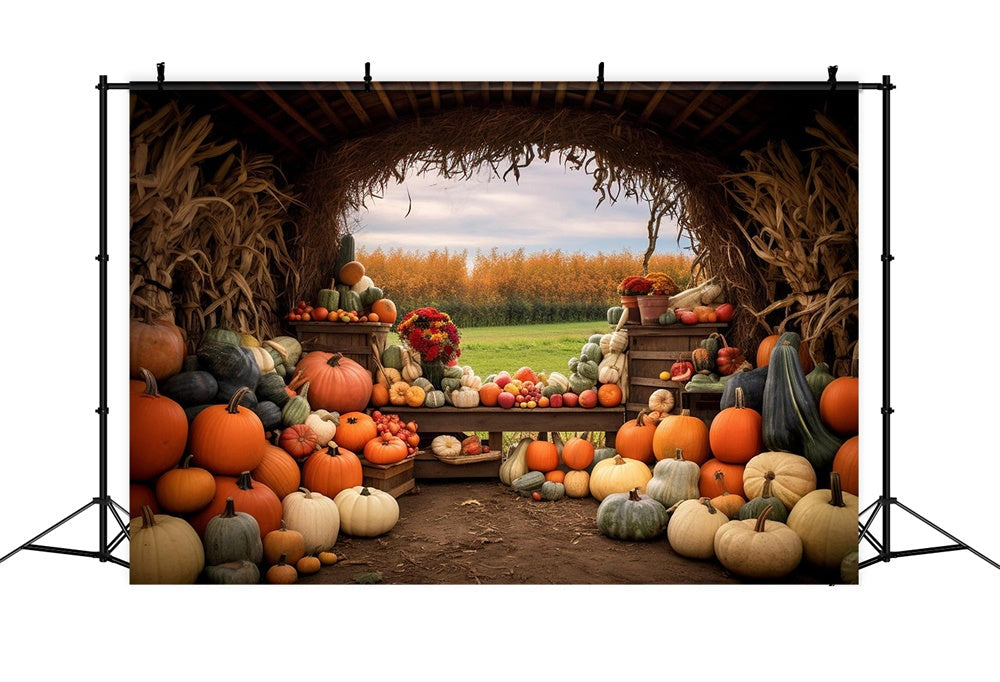 Sfondo Fotografico Autunnale Della Fattoria Delle Zucche BRP7-122