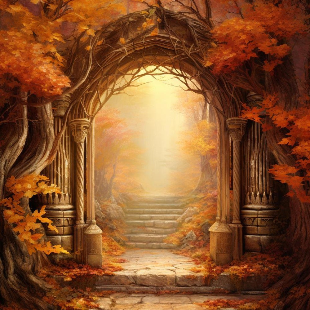 Sfondo Autunnale Con Arco Dorato In Foglia D'Acero BRP7-124