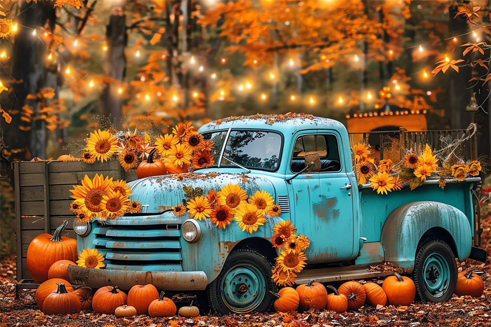 Camion Autunnale Blu Con Sfondo Di Girasoli BRP7-130