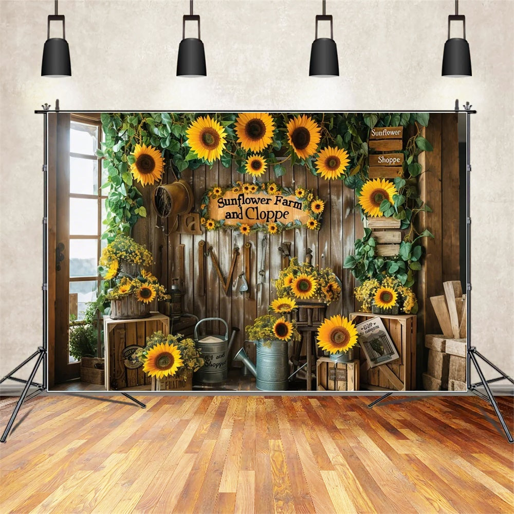 Sfondo Porta In Legno Negozio Di Articoli Da Regalo Girasole Autunnale BRP7-134