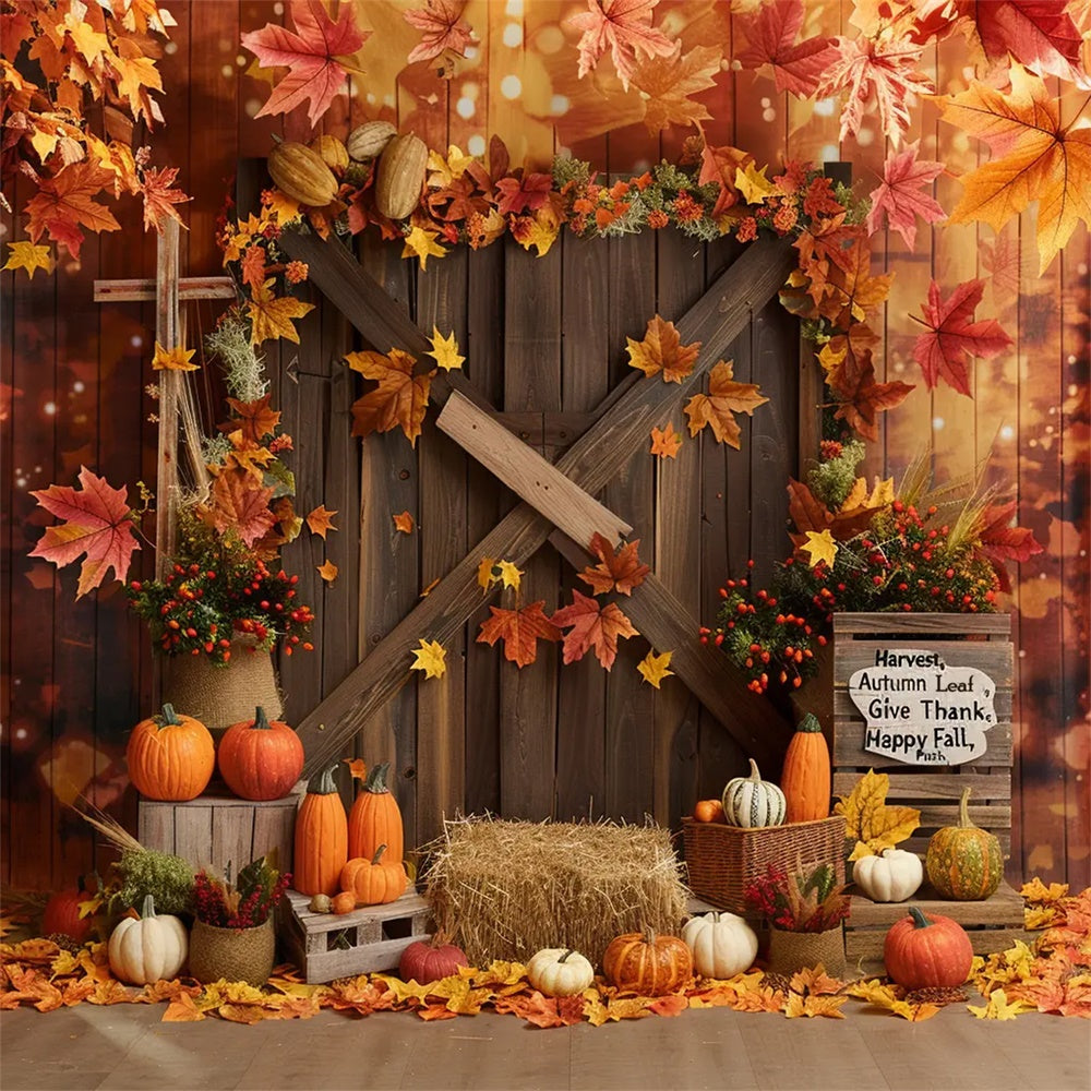 Foglia Porta Del Fienile Zucca Felice Autunno Sfondo BRP7-137