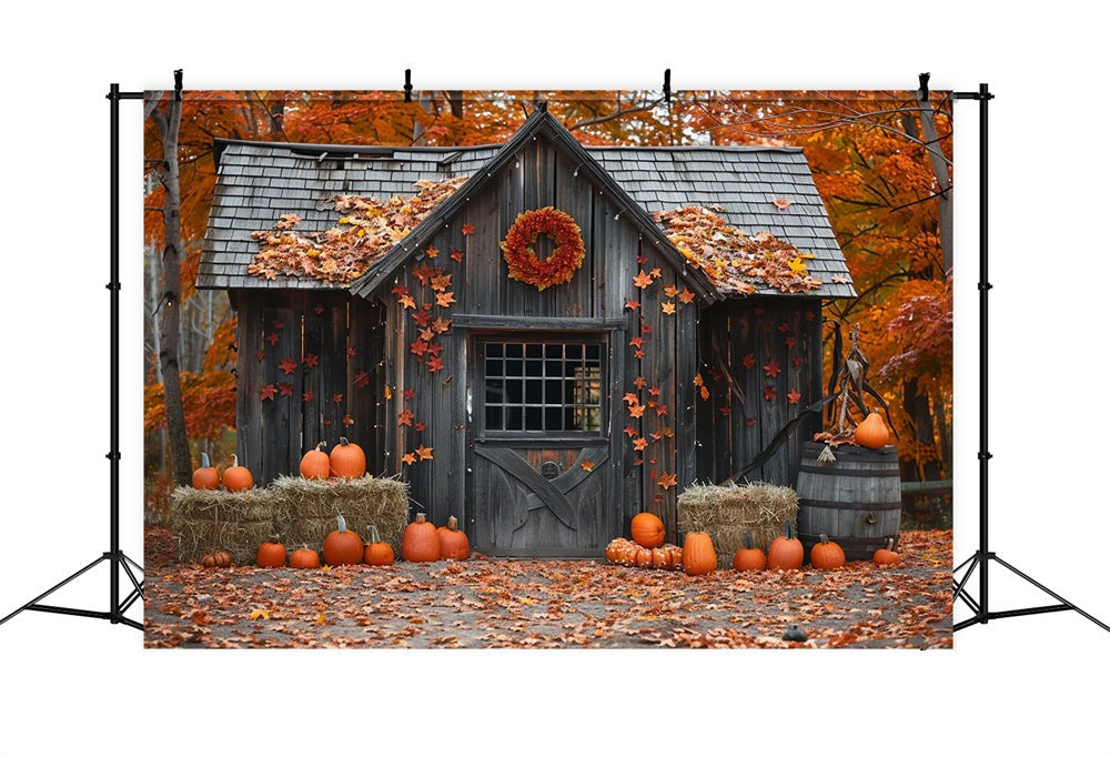 Sfondo Di Foglie Di Zucca In Legno Autunnale BRP7-144