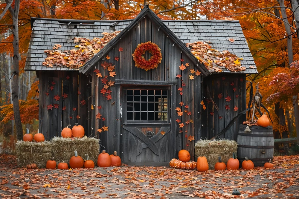 Sfondo Di Foglie Di Zucca In Legno Autunnale BRP7-144