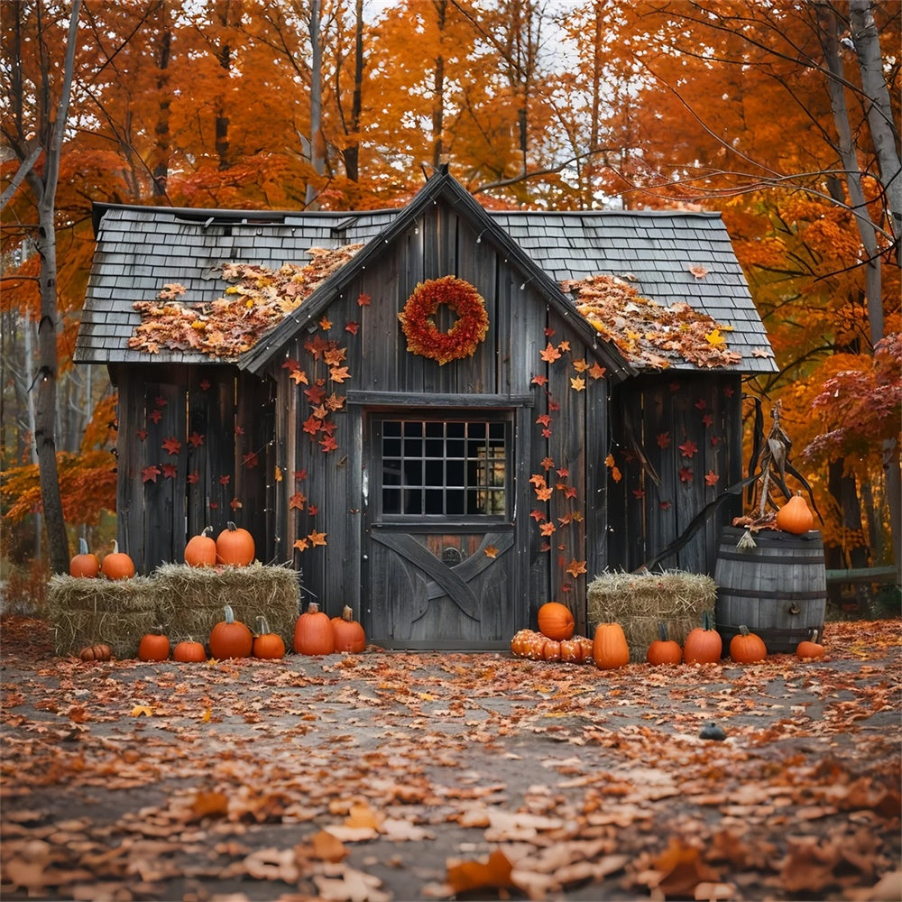 Sfondo Di Foglie Di Zucca In Legno Autunnale BRP7-144