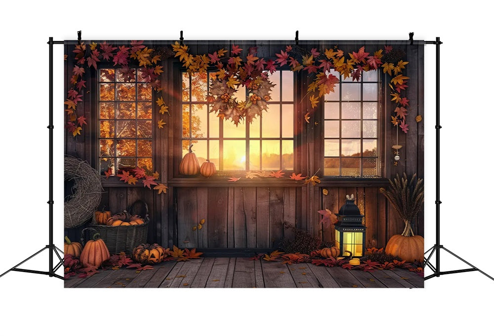 Sfondo Di Foglie Di Casa Di Zucca Fattoria Tramonto Autunnale BRP7-166