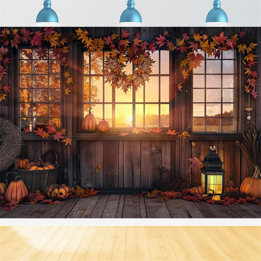 Sfondo Di Foglie Di Casa Di Zucca Fattoria Tramonto Autunnale BRP7-166