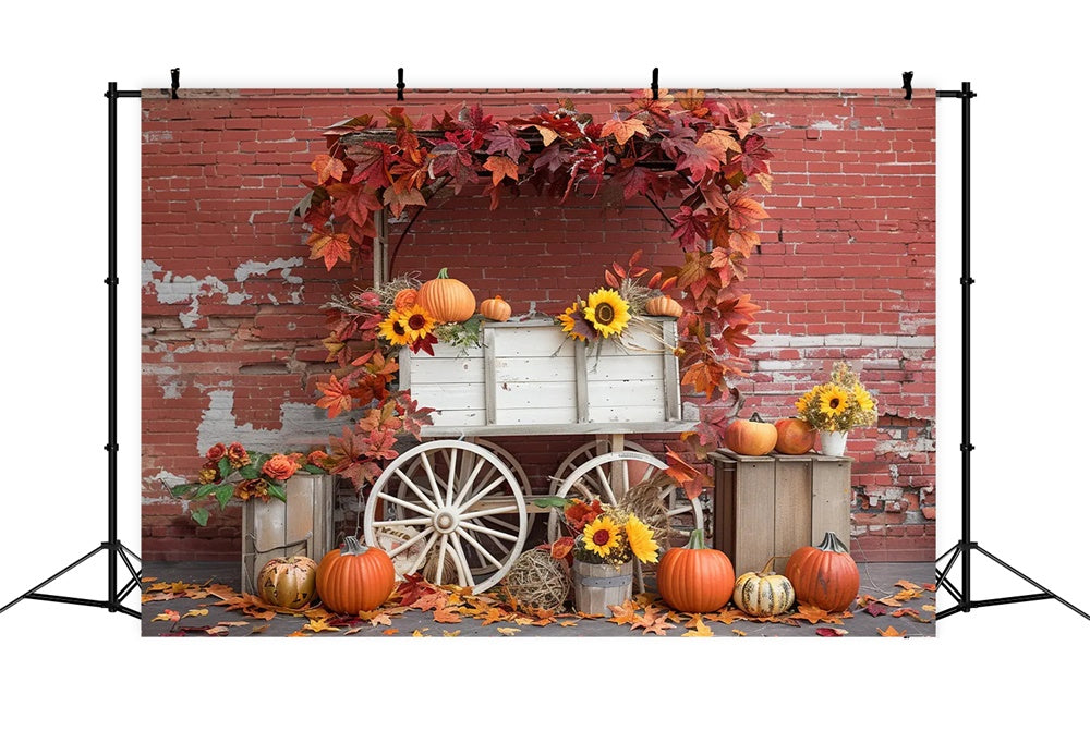 Sfondo Autunnale In Rovina Con Muro Di Mattoni E Zucca BRP7-167