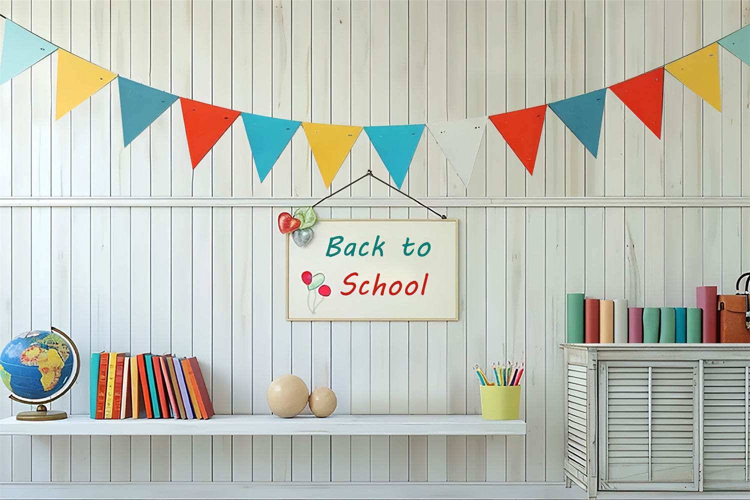 Sfondo Con Bandiere Colorate Per Il Ritorno A Scuola BRP7-170